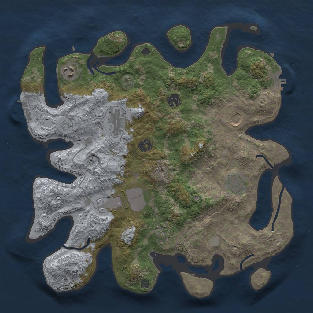Rust Map: Procedural Map, Size: 3500, Seed: 696858451, 14 Monuments
