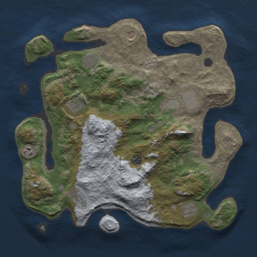 Rust Map: Barren, Size: 3700, Seed: 1148799087, 12 Monuments