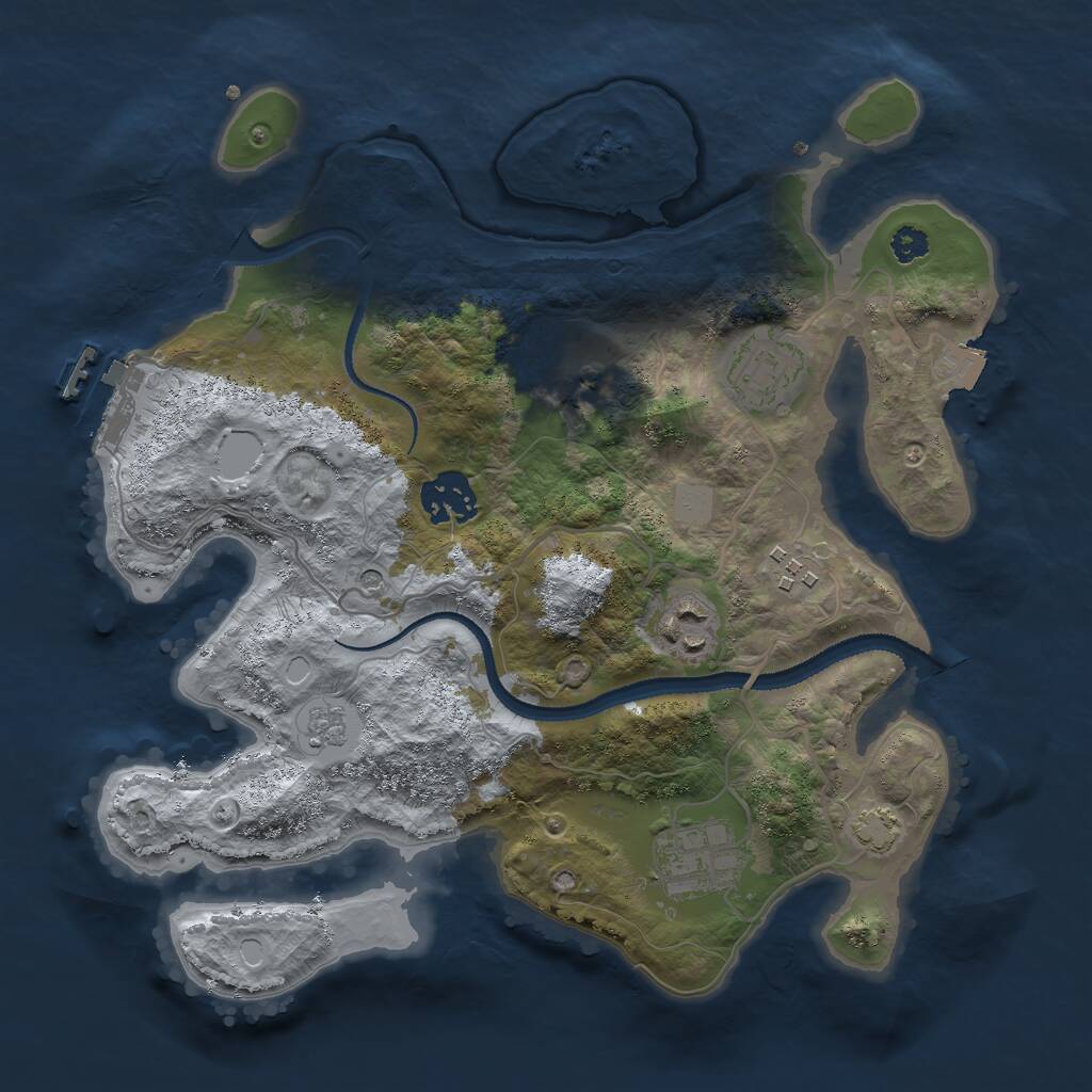 Rust Map: Procedural Map, Size: 3000, Seed: 128630358, 11 Monuments