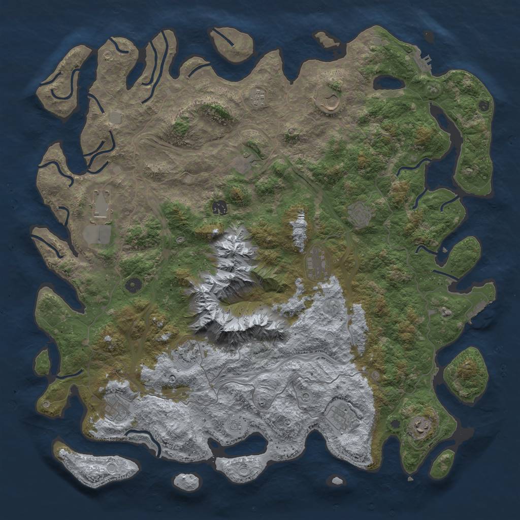 Rust Map: Procedural Map, Size: 5000, Seed: 303897421, 18 Monuments