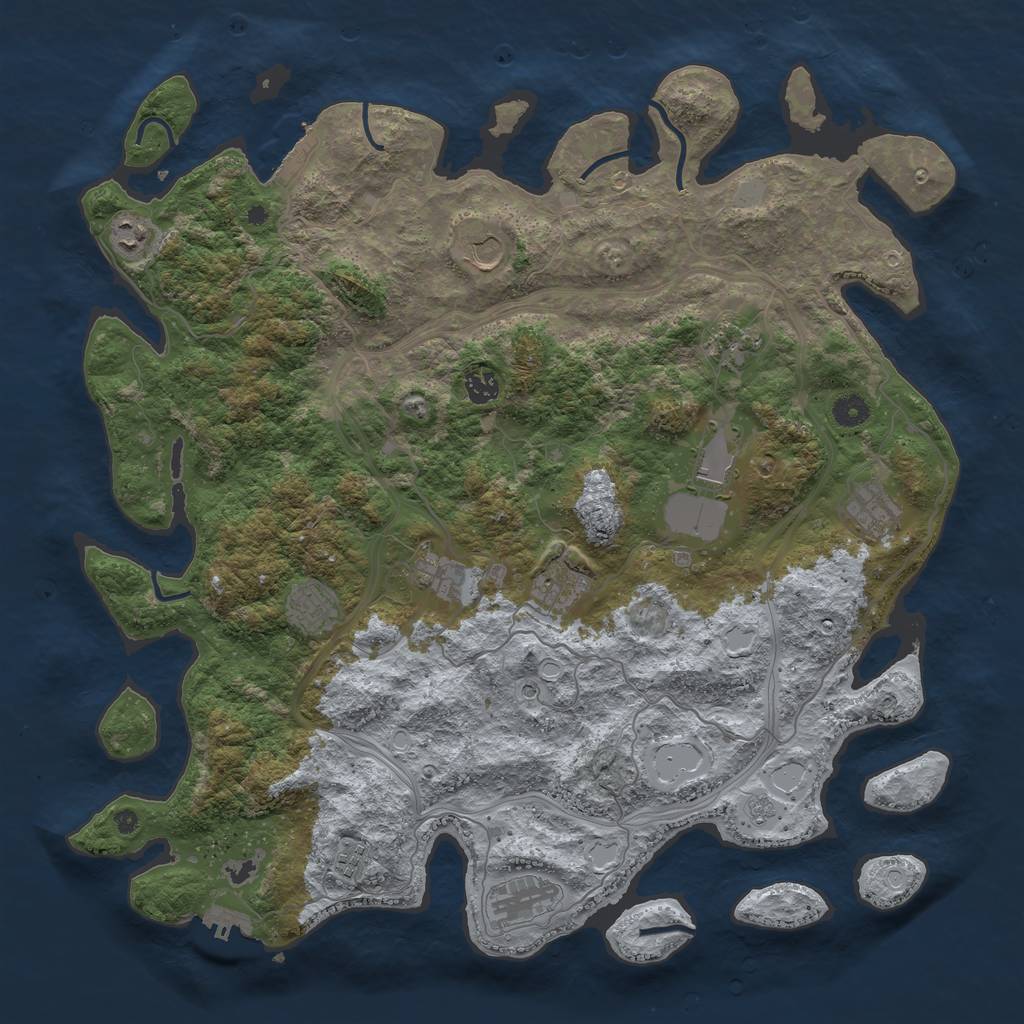 Rust Map: Procedural Map, Size: 4500, Seed: 992389079, 18 Monuments