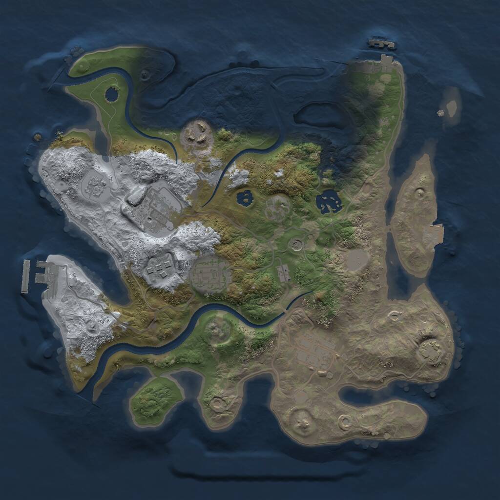 Rust Map: Procedural Map, Size: 3000, Seed: 1623315, 12 Monuments