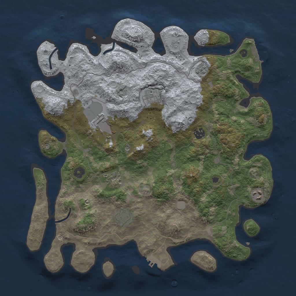 Rust Map: Procedural Map, Size: 4000, Seed: 1005800522, 14 Monuments