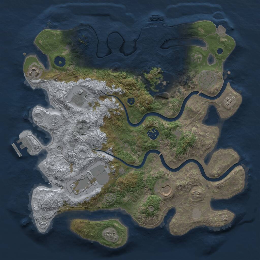 Rust Map: Procedural Map, Size: 3500, Seed: 441532490, 14 Monuments
