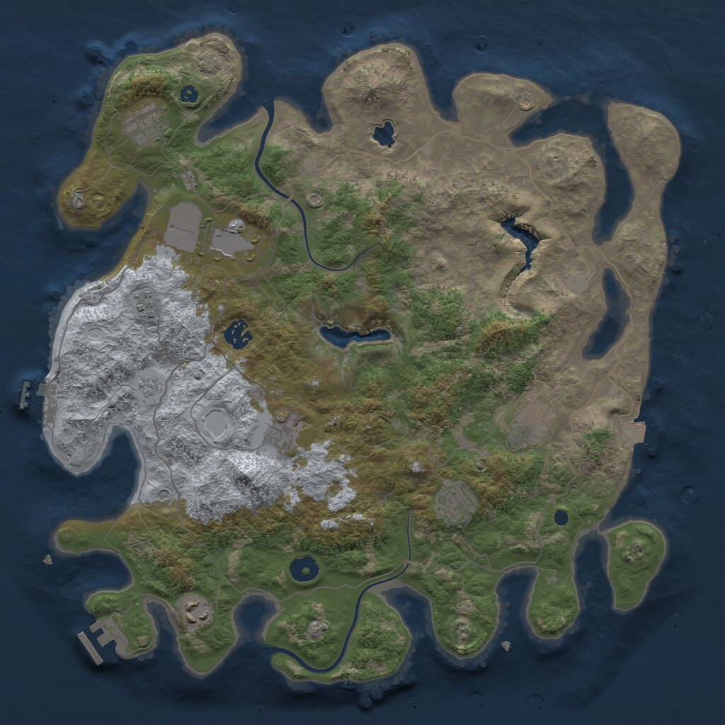 Rust Map: Procedural Map, Size: 4000, Seed: 2134057594, 14 Monuments