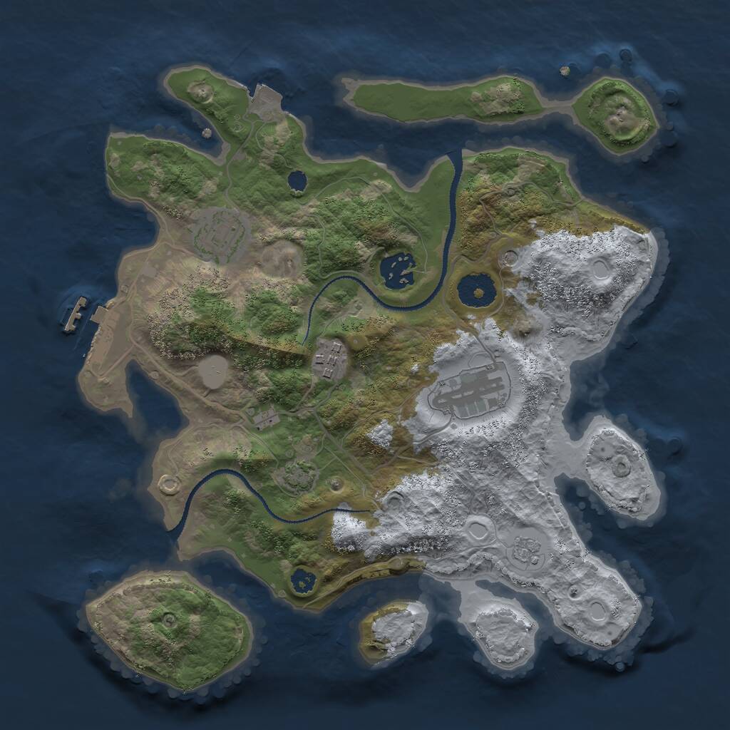 Rust Map: Procedural Map, Size: 3000, Seed: 835695275, 9 Monuments