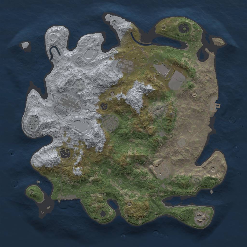 Rust Map: Procedural Map, Size: 3500, Seed: 569142909, 15 Monuments