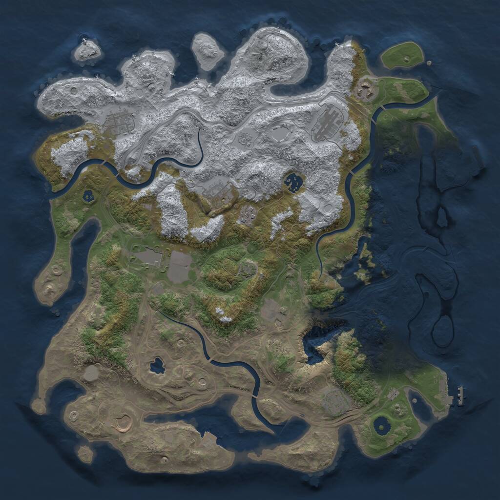 Rust Map: Procedural Map, Size: 4250, Seed: 2077386438, 16 Monuments