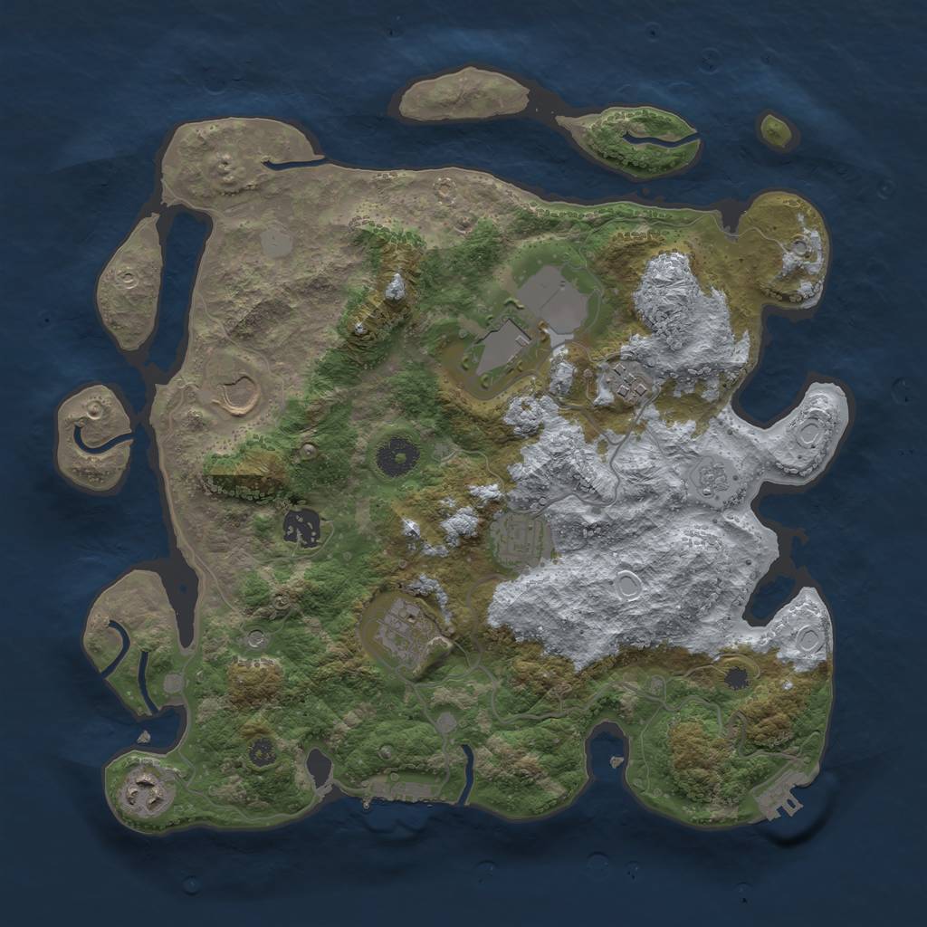 Rust Map: Procedural Map, Size: 3500, Seed: 459052763, 14 Monuments