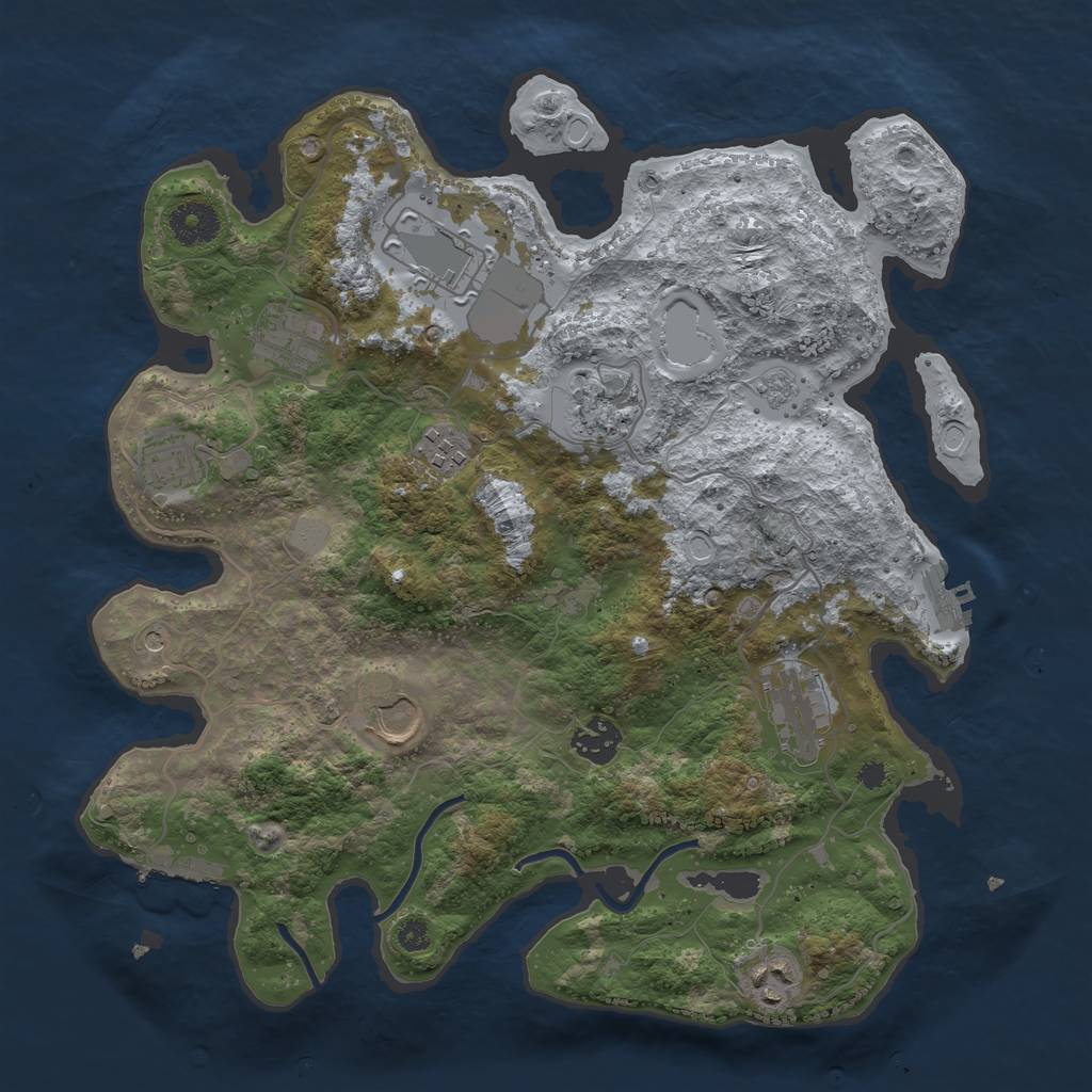 Rust Map: Procedural Map, Size: 3500, Seed: 1798331413, 16 Monuments