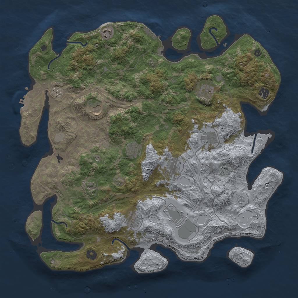 Rust Map: Procedural Map, Size: 4250, Seed: 20618, 18 Monuments