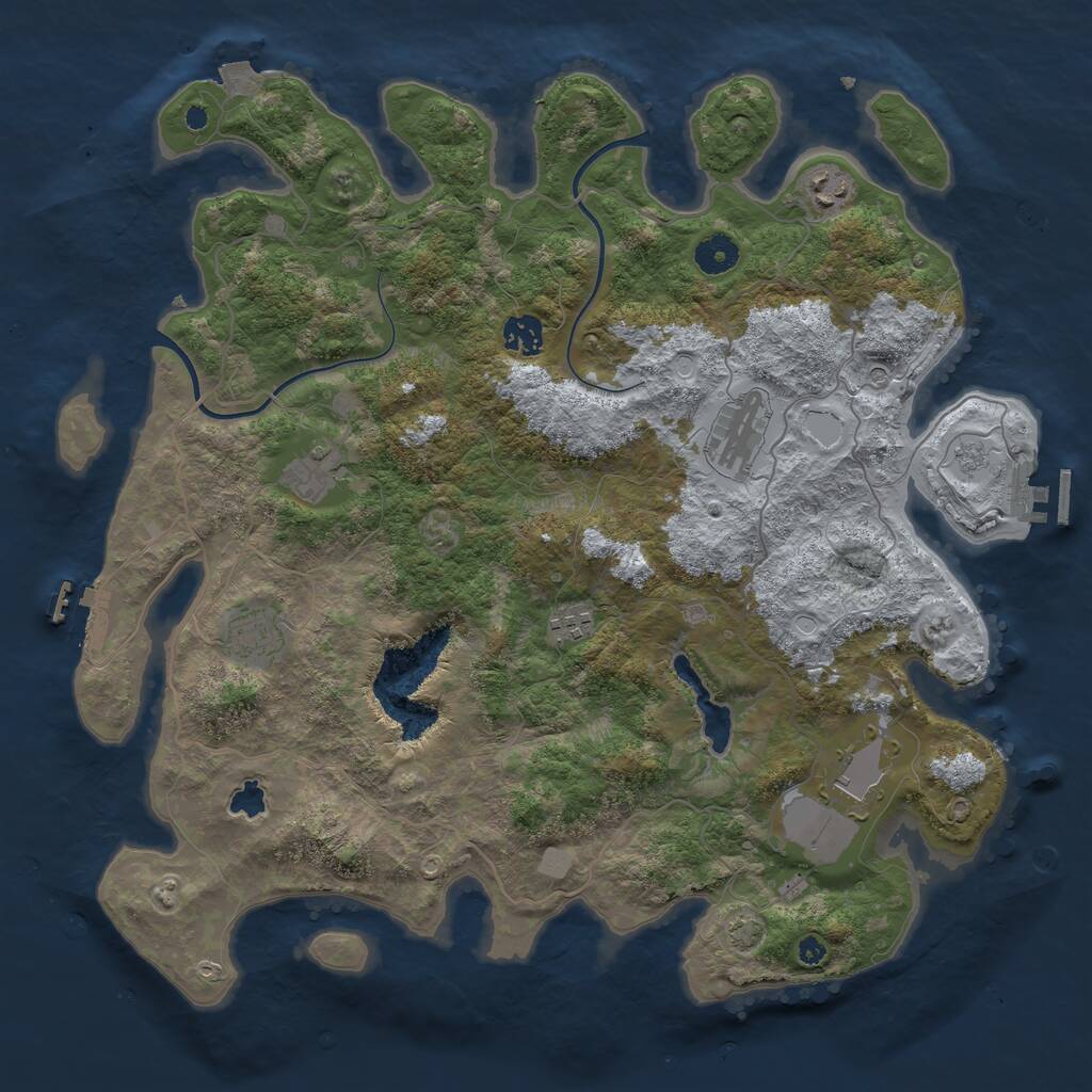 Rust Map: Procedural Map, Size: 4000, Seed: 3748, 13 Monuments