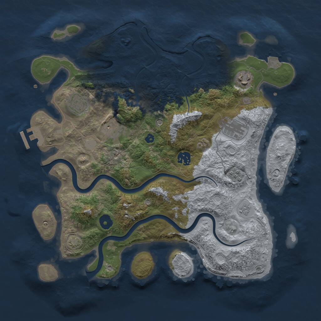 Rust Map: Procedural Map, Size: 3500, Seed: 92495977, 11 Monuments