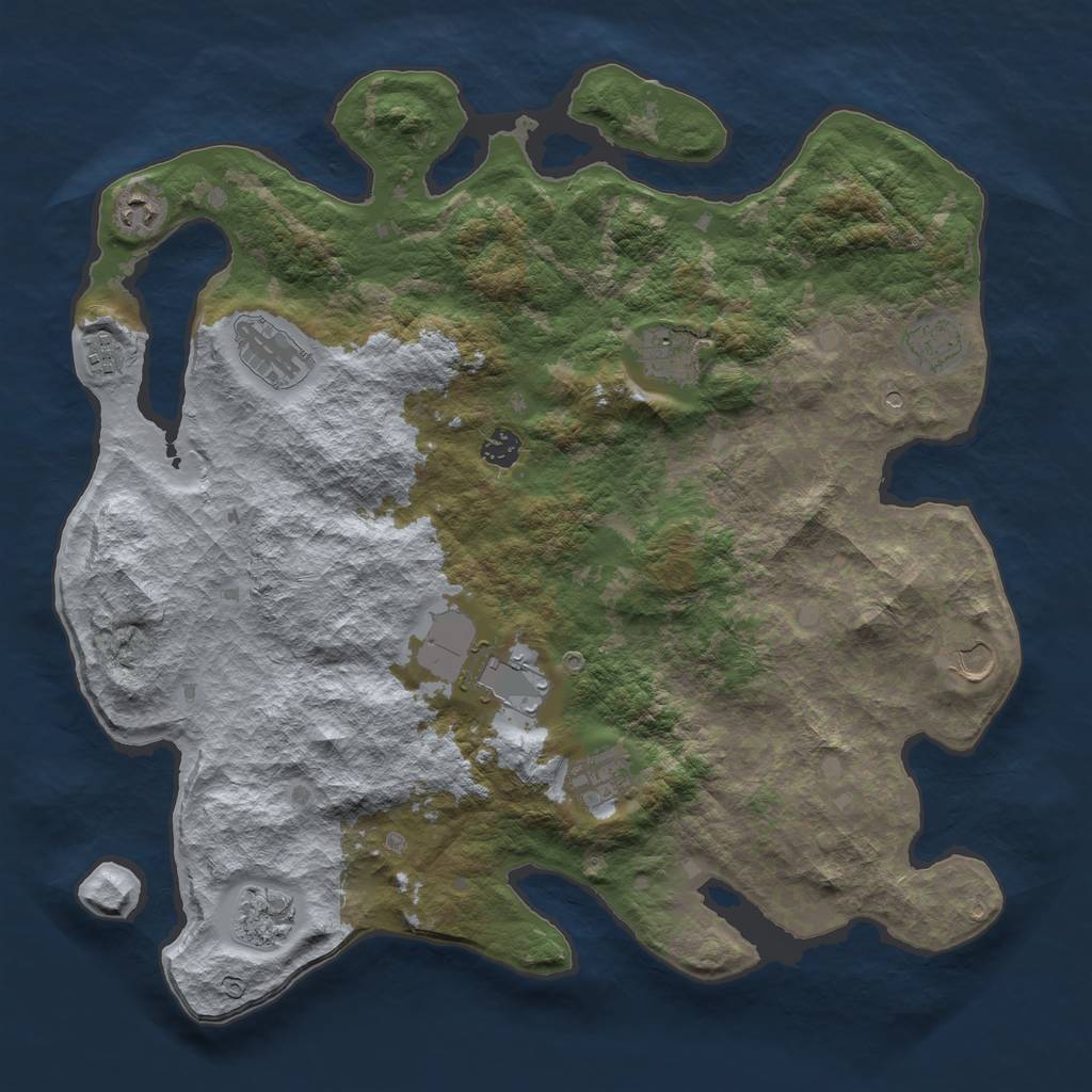 Rust Map: Barren, Size: 4250, Seed: 623154649, 13 Monuments