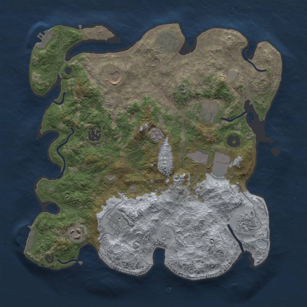 Rust Map: Procedural Map, Size: 3500, Seed: 46737545, 16 Monuments