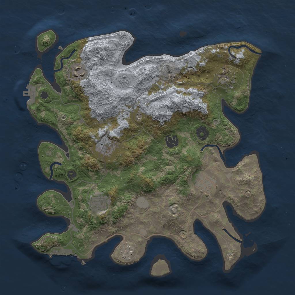 Rust Map: Procedural Map, Size: 3300, Seed: 637960863, 14 Monuments