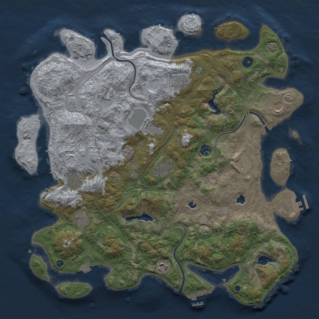 Rust Map: Procedural Map, Size: 4500, Seed: 1438822228, 17 Monuments