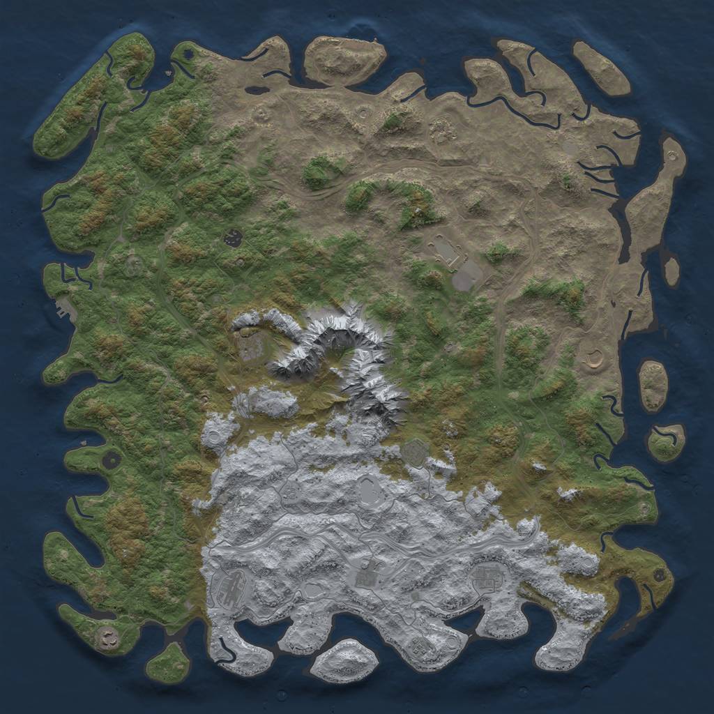 Rust Map: Procedural Map, Size: 6000, Seed: 1453921029, 18 Monuments