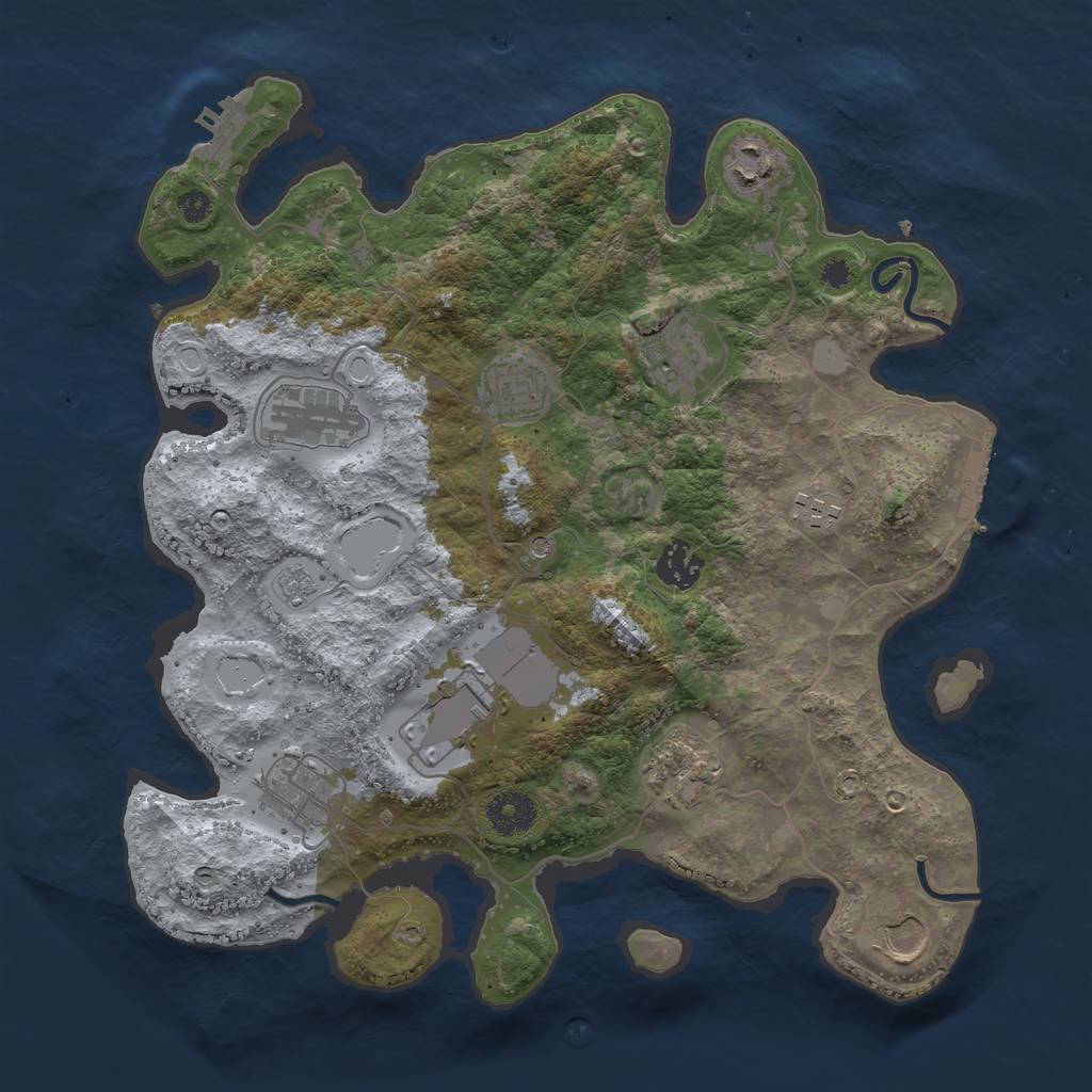 Rust Map: Procedural Map, Size: 3500, Seed: 12627, 17 Monuments
