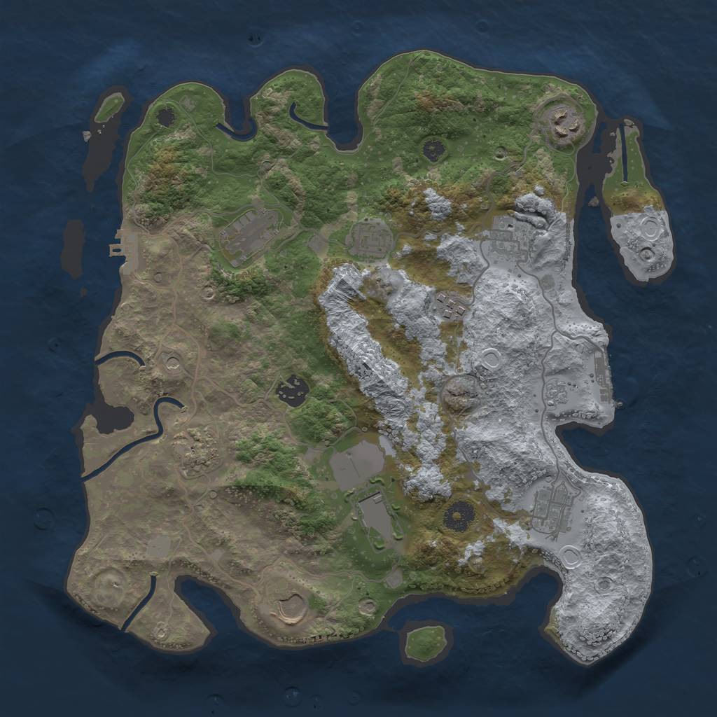 Rust Map: Procedural Map, Size: 3500, Seed: 831639805, 17 Monuments