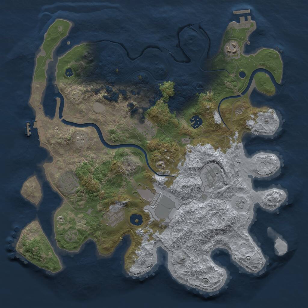Rust Map: Procedural Map, Size: 3700, Seed: 825855, 14 Monuments
