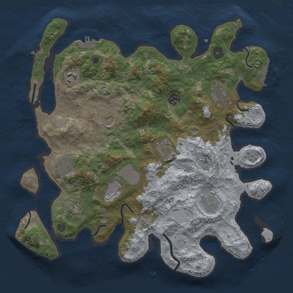 Rust Map: Procedural Map, Size: 3700, Seed: 825855, 17 Monuments