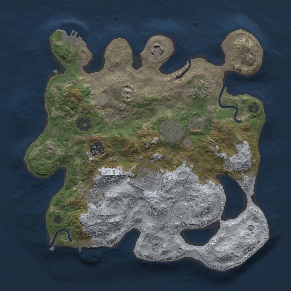 Rust Map: Procedural Map, Size: 3000, Seed: 1517430272, 13 Monuments