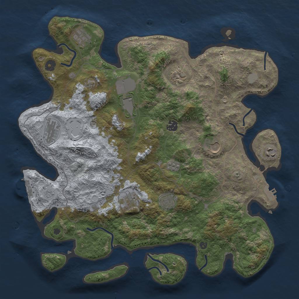 Rust Map: Procedural Map, Size: 4000, Seed: 1434601229, 17 Monuments