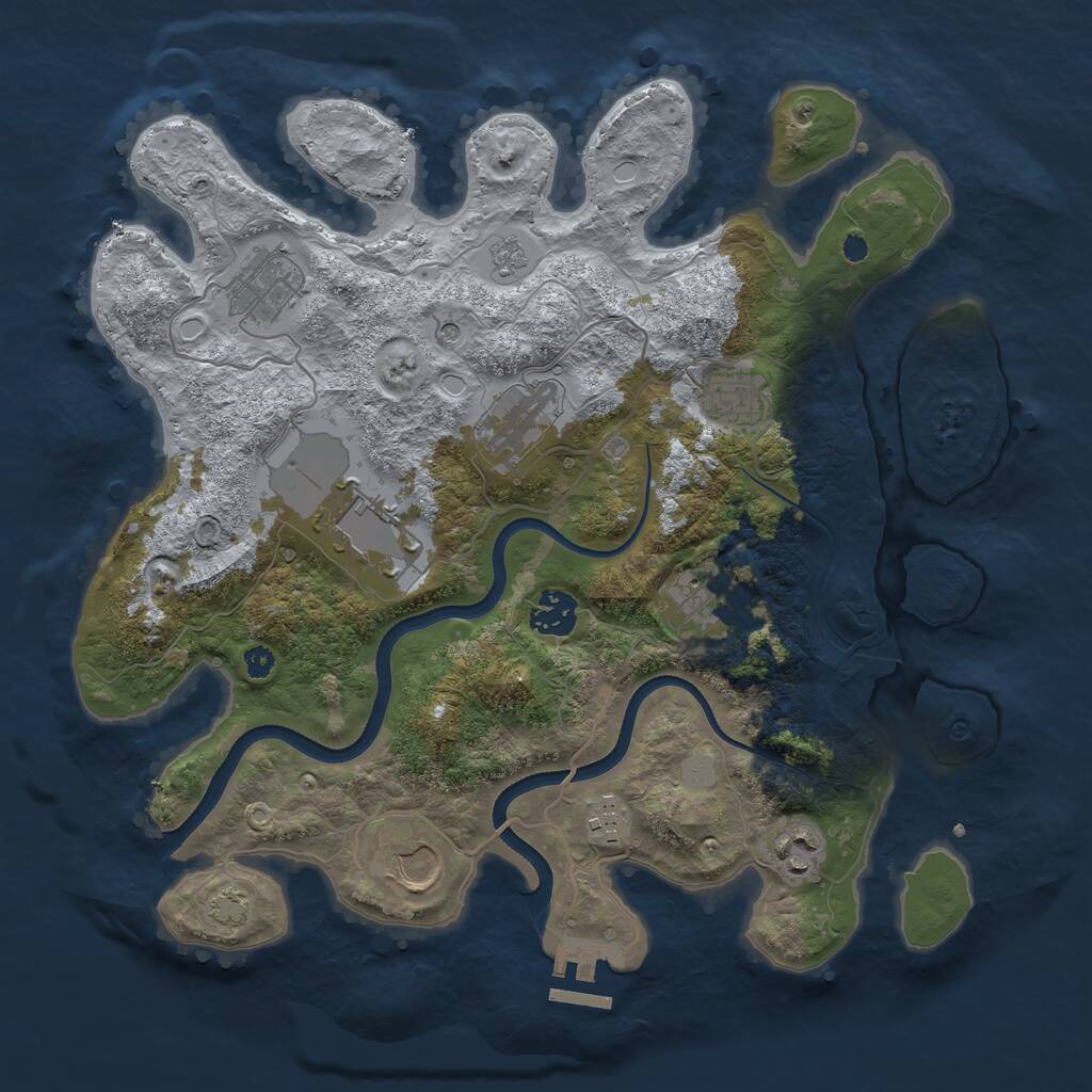Rust Map: Procedural Map, Size: 3500, Seed: 30578263, 14 Monuments