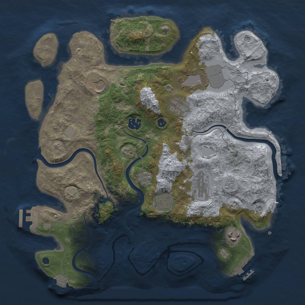 Rust Map: Procedural Map, Size: 3500, Seed: 414638494, 14 Monuments