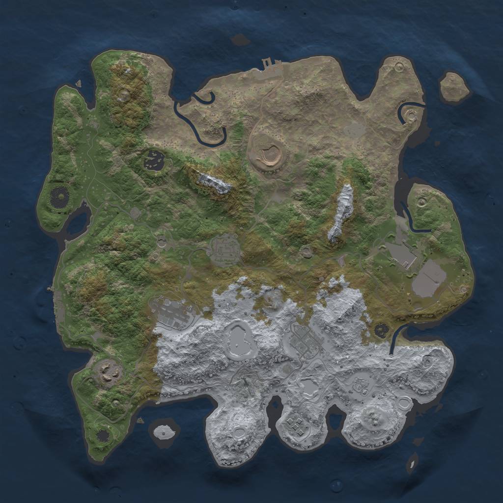 Rust Map: Procedural Map, Size: 3600, Seed: 425744946, 15 Monuments