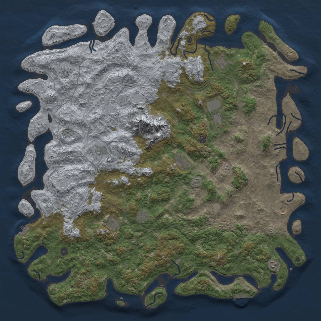 Rust Map: Procedural Map, Size: 6000, Seed: 50326166, 18 Monuments