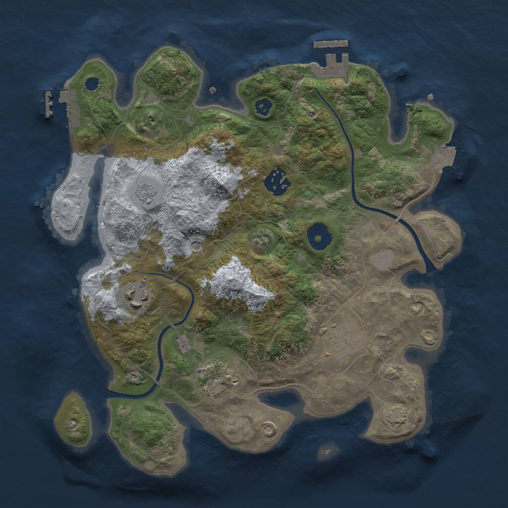 Rust Map: Procedural Map, Size: 3000, Seed: 812637, 10 Monuments
