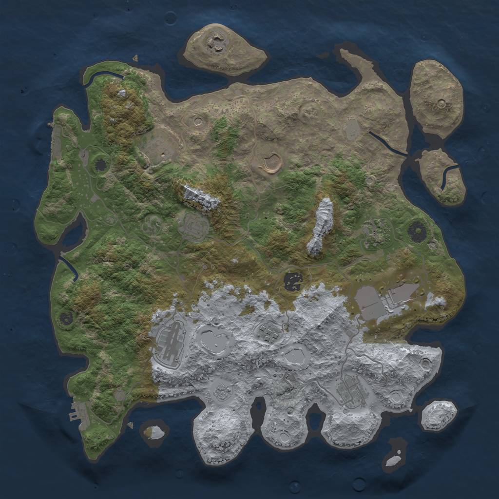 Rust Map: Procedural Map, Size: 3800, Seed: 425744946, 17 Monuments