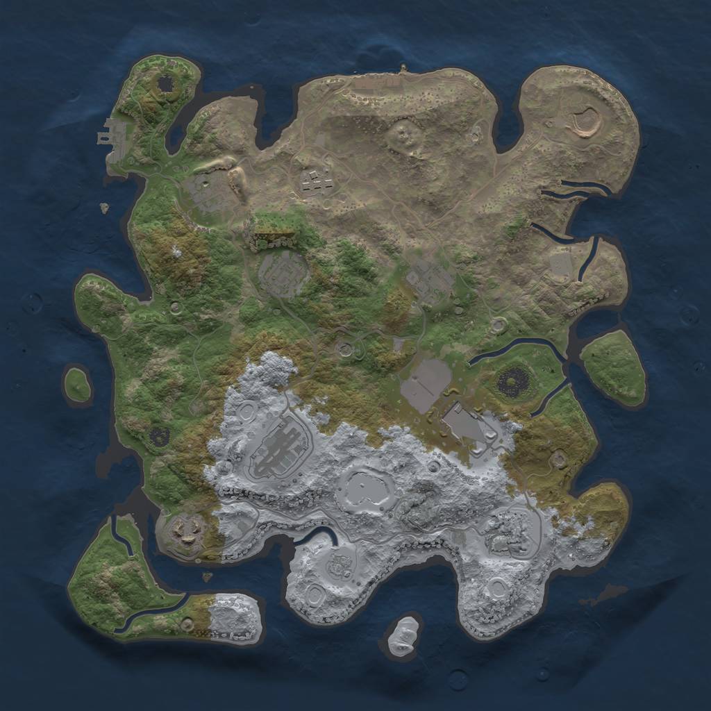 Rust Map: Procedural Map, Size: 3500, Seed: 382396330, 16 Monuments