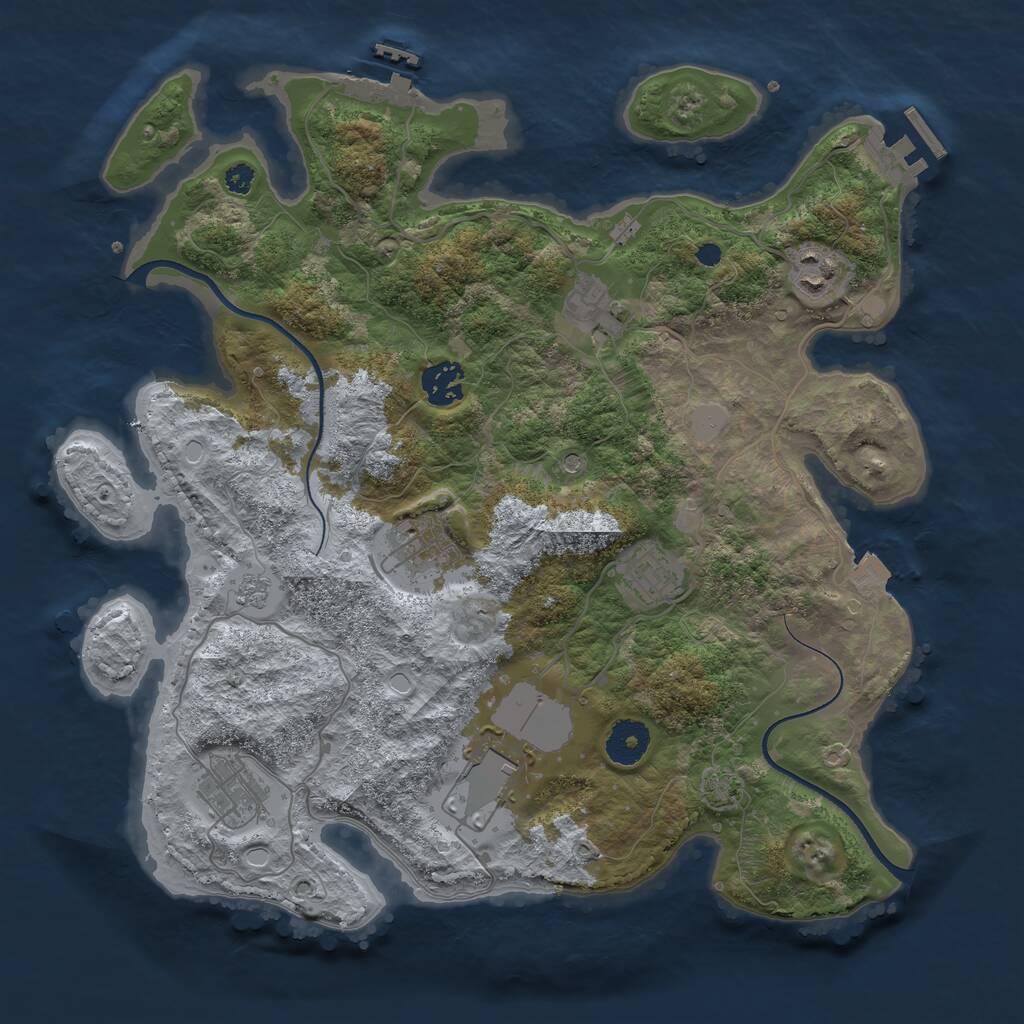 Rust Map: Procedural Map, Size: 3500, Seed: 19187101, 13 Monuments