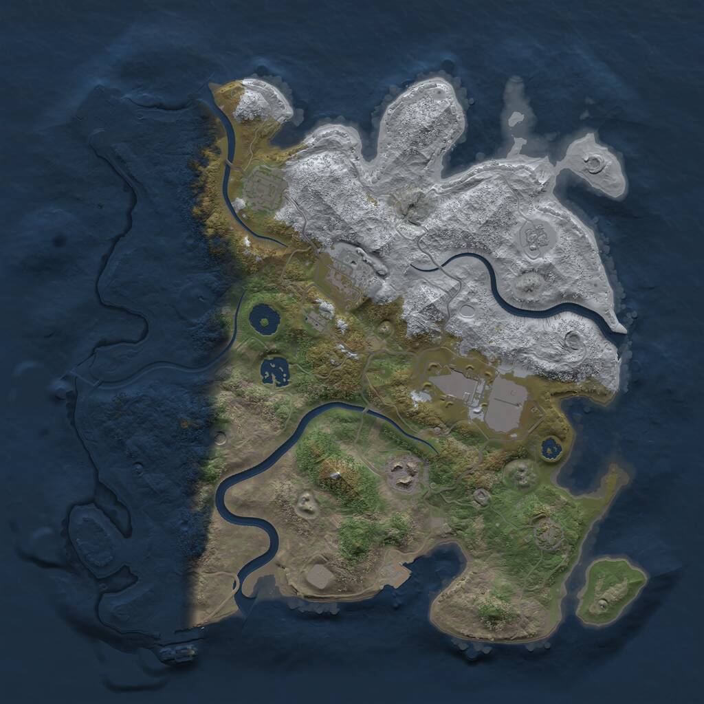 Rust Map: Procedural Map, Size: 3500, Seed: 610974212, 11 Monuments