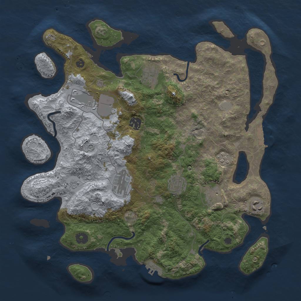 Rust Map: Procedural Map, Size: 3666, Seed: 20180124, 15 Monuments
