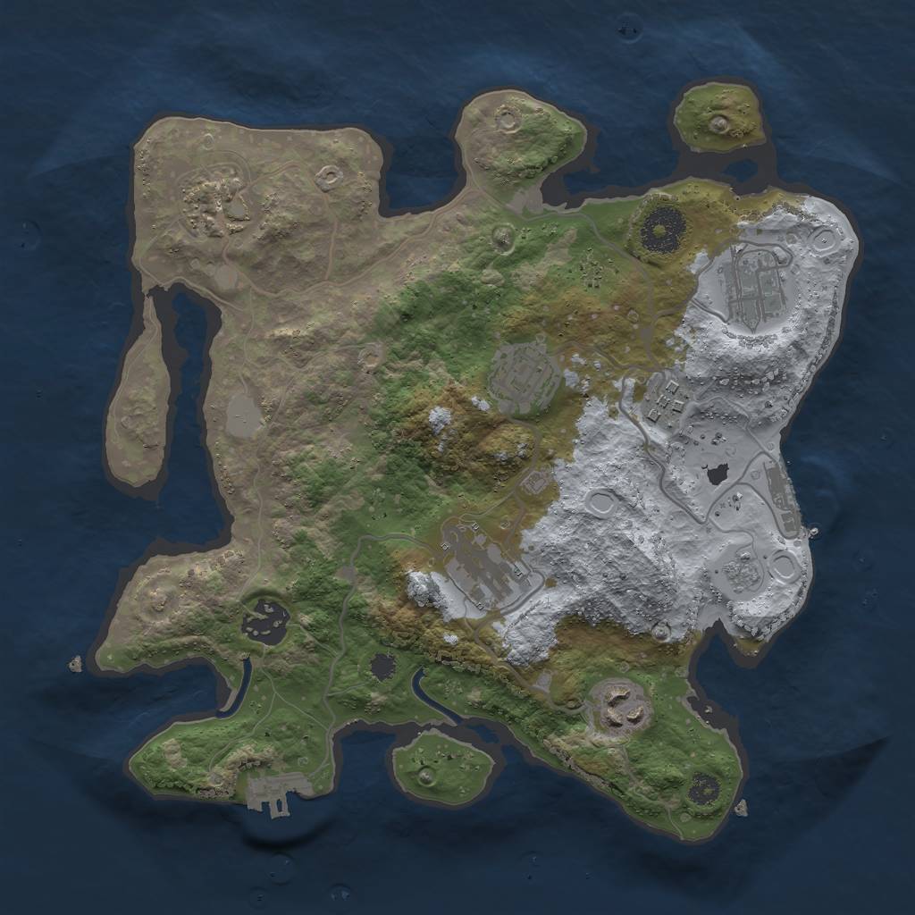 Rust Map: Procedural Map, Size: 3000, Seed: 43545, 13 Monuments