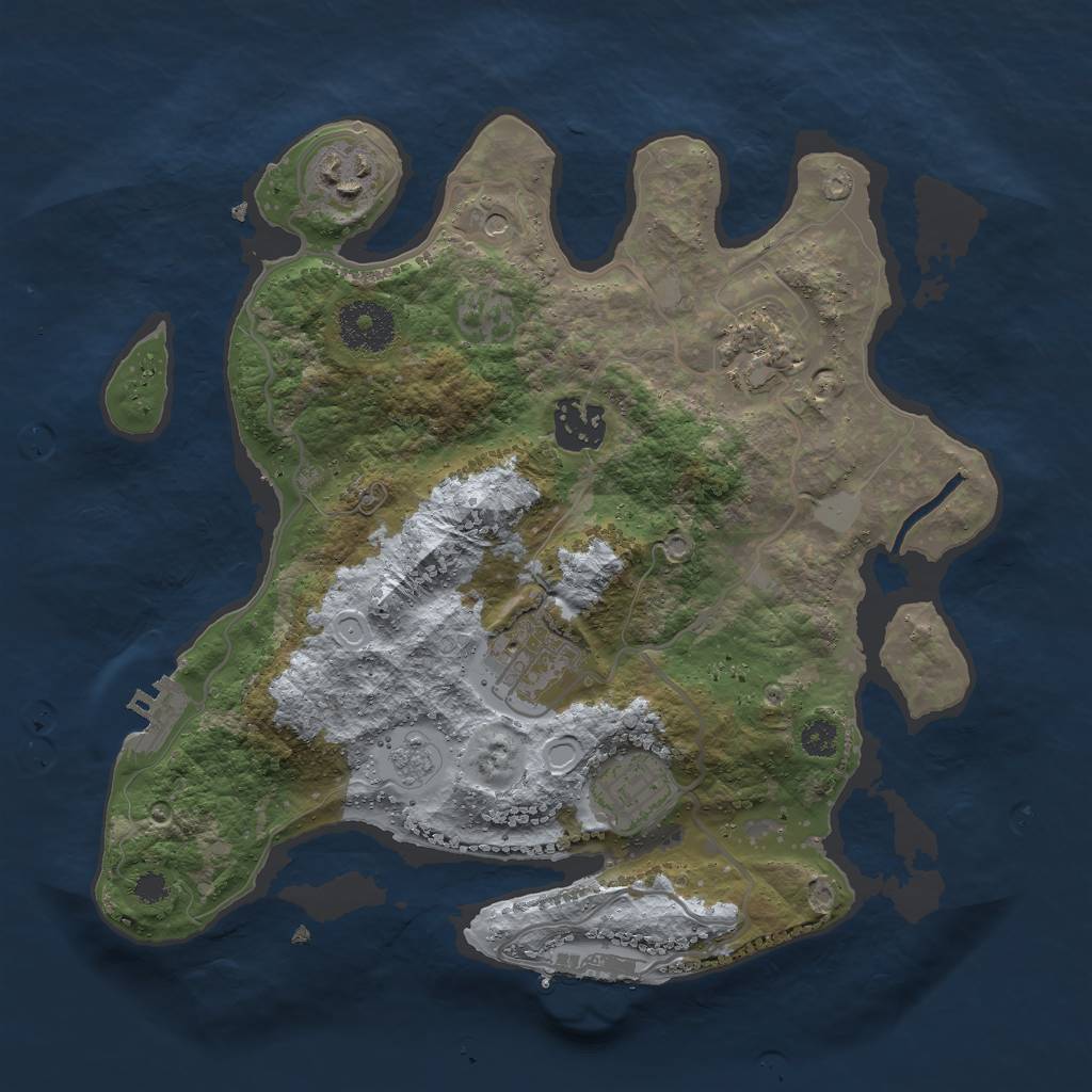 Rust Map: Procedural Map, Size: 3000, Seed: 1258370347, 12 Monuments