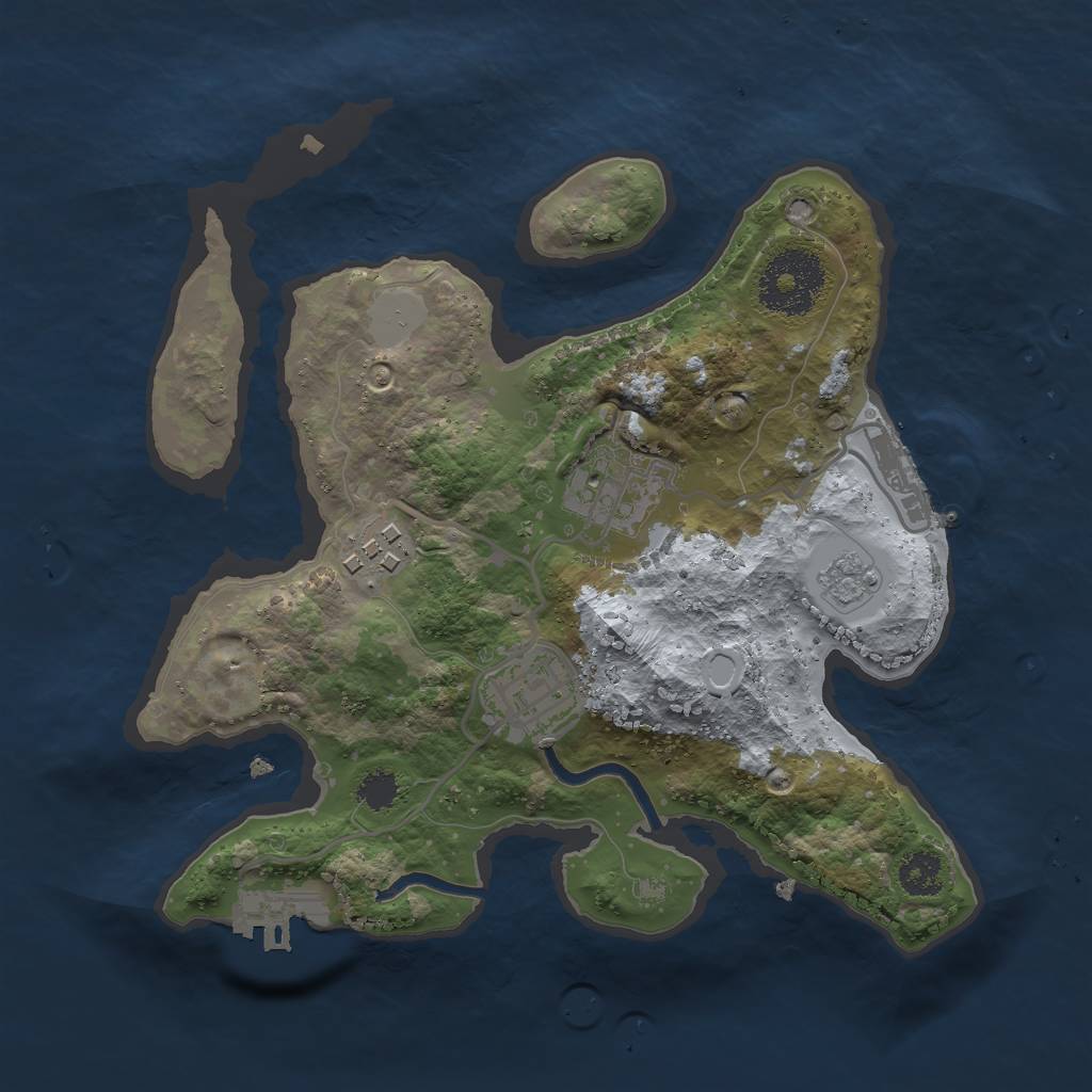 Rust Map: Procedural Map, Size: 2500, Seed: 43545, 9 Monuments