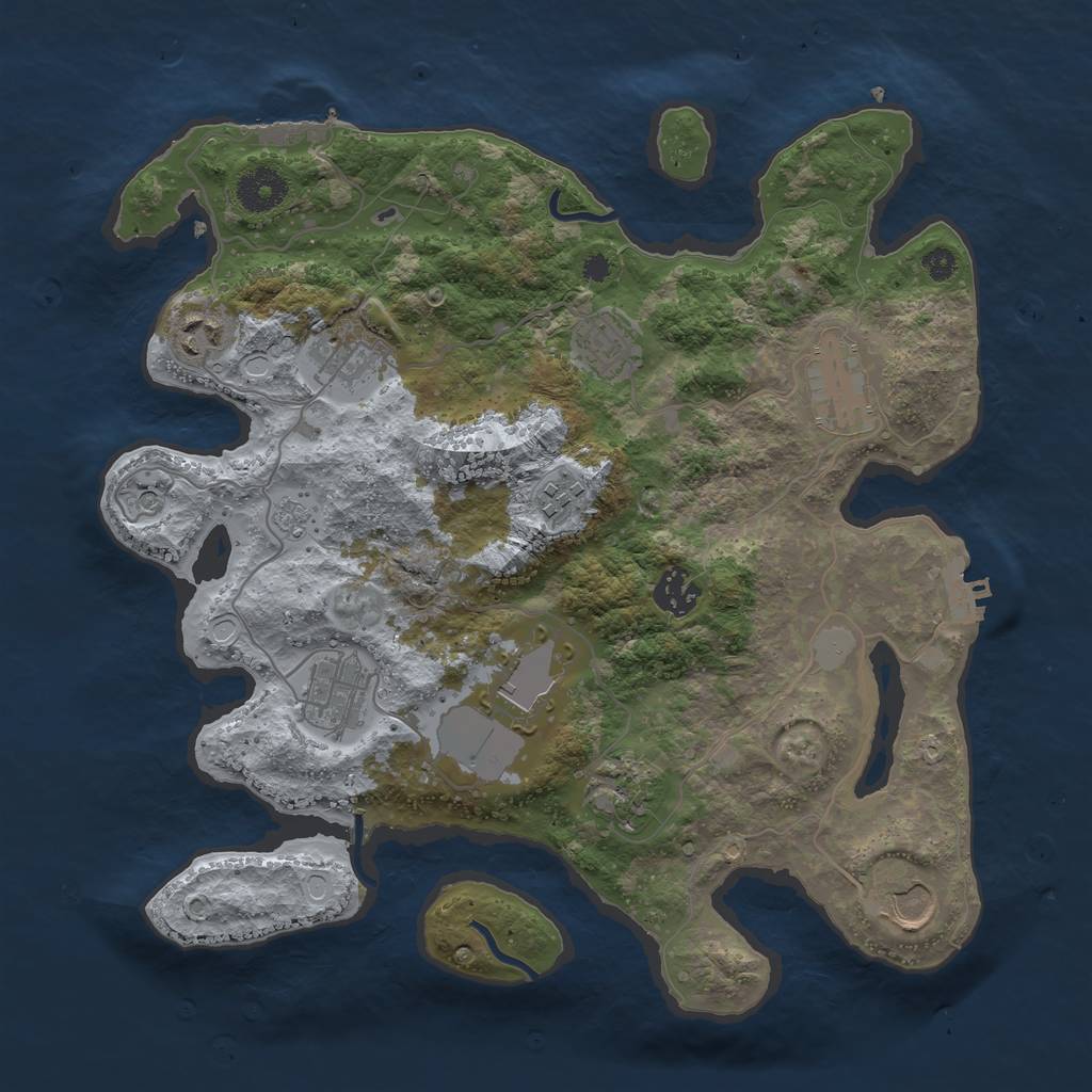 Rust Map: Procedural Map, Size: 3500, Seed: 1408993332, 17 Monuments