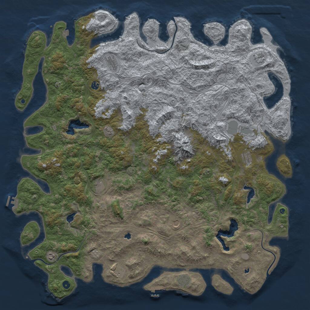 Rust Map: Procedural Map, Size: 6000, Seed: 187810870, 17 Monuments