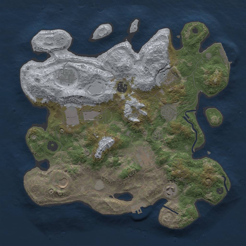 Rust Map: Procedural Map, Size: 3500, Seed: 65193, 15 Monuments