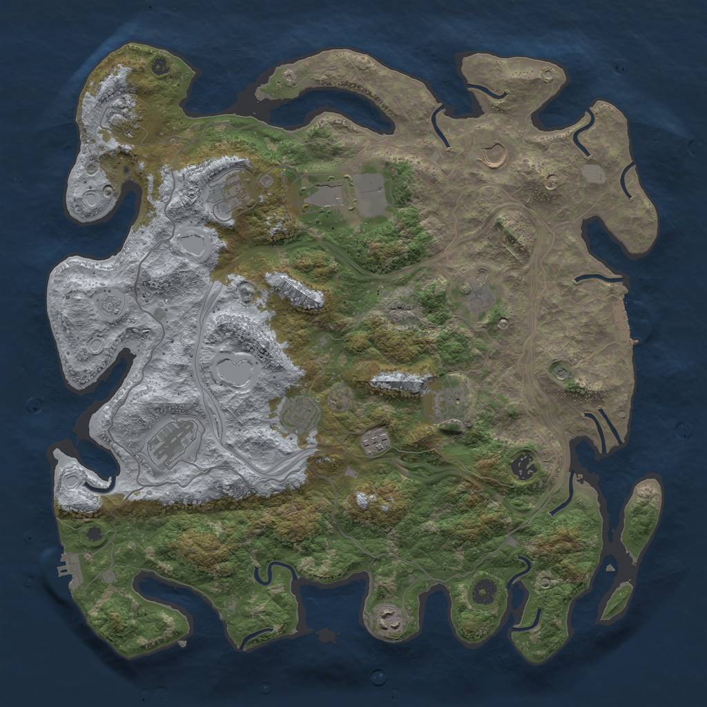 Rust Map: Procedural Map, Size: 4250, Seed: 1373047209, 18 Monuments