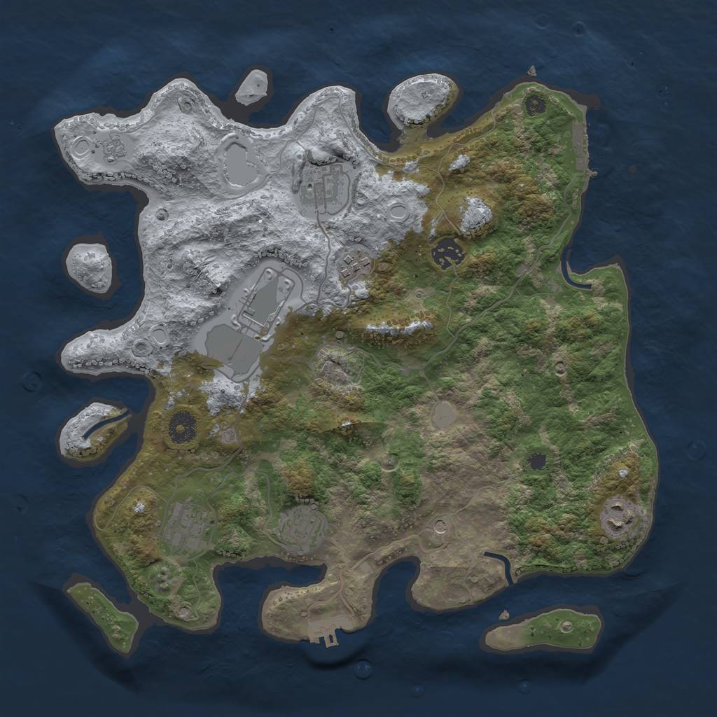 Rust Map: Procedural Map, Size: 3500, Seed: 603555275, 14 Monuments