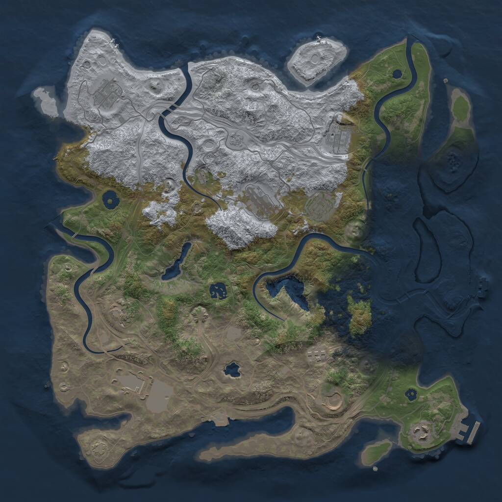 Rust Map: Procedural Map, Size: 4250, Seed: 23107, 16 Monuments