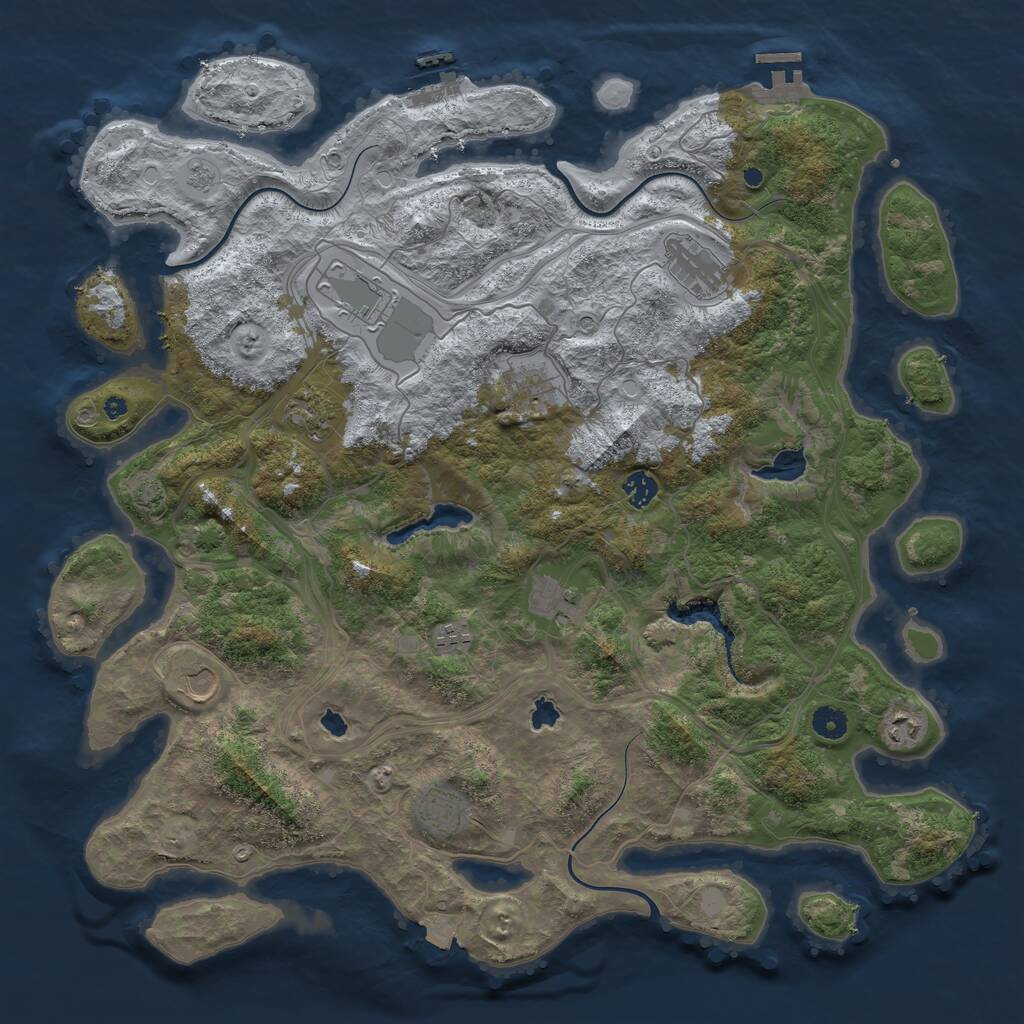 Rust Map: Procedural Map, Size: 4500, Seed: 1640790959, 16 Monuments
