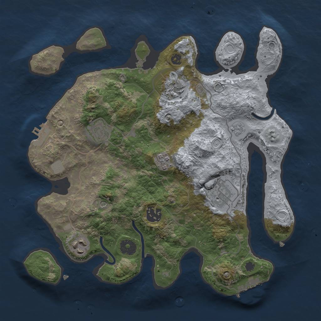 Rust Map: Procedural Map, Size: 3000, Seed: 205334653, 13 Monuments