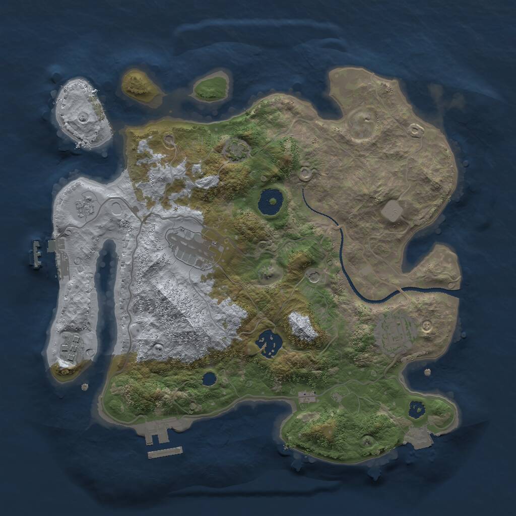 Rust Map: Procedural Map, Size: 3000, Seed: 1691613648, 10 Monuments